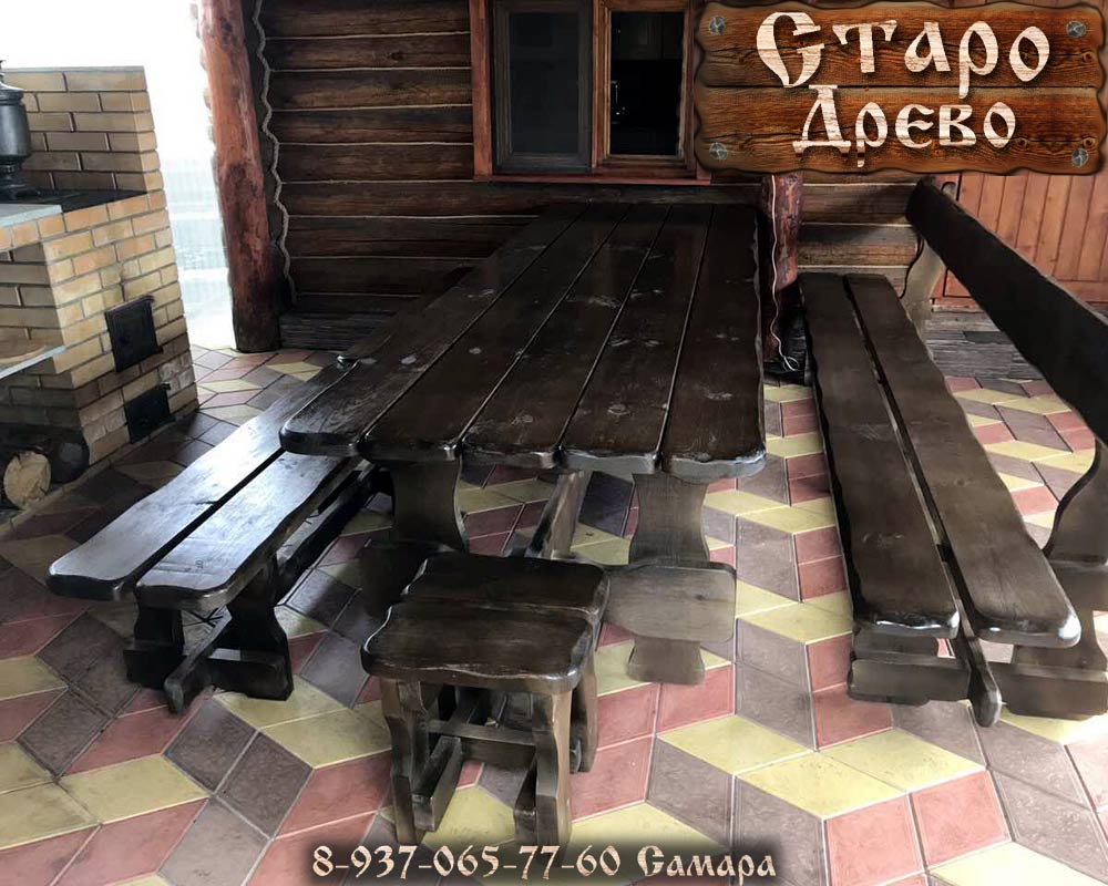 Деревянный стол в беседку скамья лавка табурет под старину Самара купить цена