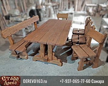 Мебель в беседку из дерева под старину уличная стол и скамейки Самара