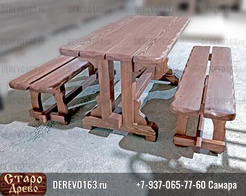 Стол и скамейки в беседку под старину уличная мебель самара